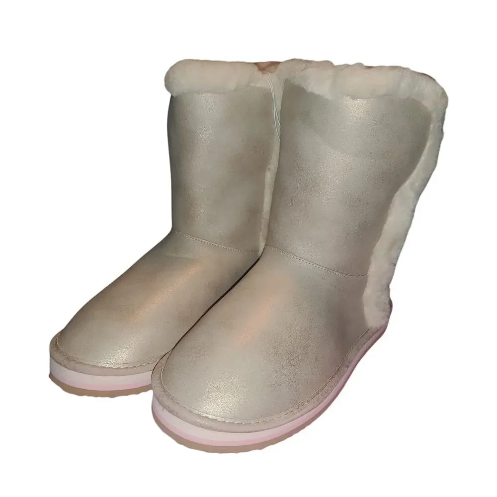 NEW in Box Sugar Big Girls Size 5 Milhoja Sueded Faux Fur Cozy Boots Gold Rose